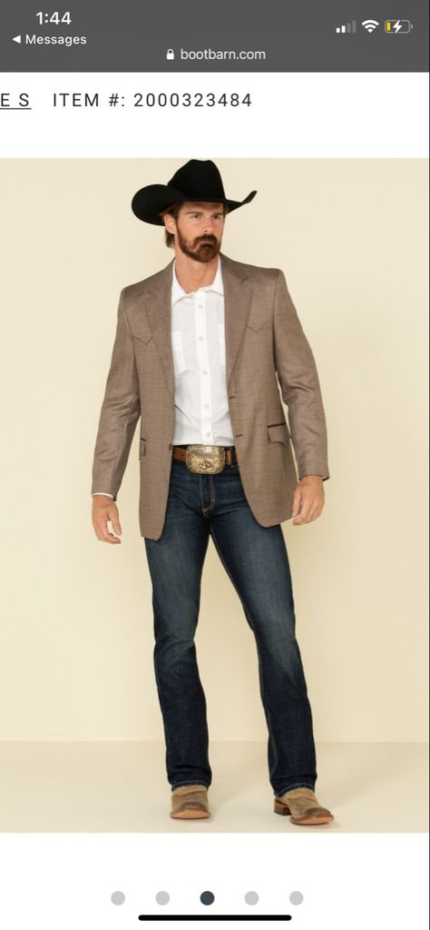 Mens Western Outfits, Cowboy Wedding Attire, Cowboy Outfit Men, Groom In Jeans, Country Wedding Attire, Western Sport Coat, Cowboy Outfit For Men, Sport Coat Outfit, Cowboy Suit