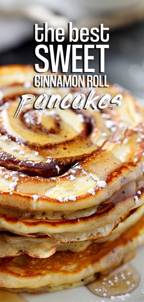 Pancake Recipe Cinnamon Roll, Flavor Pancake Recipe, Denny's Cinnamon Roll Pancakes, Brownie Mix Pancakes, Pancake Meal Ideas, Cinnamon Toast Crunch Pancakes, Cookie Butter Pancakes, Pancake Cinnamon Rolls, Cinamoroll Pancakes