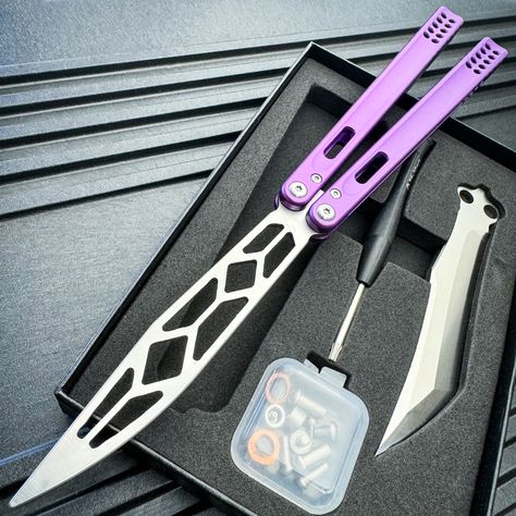 Archit Butterfly Knife Balisong Trainer Dull + Live Blade Set + Tools Balisong Trainer, Balisong Knife, Bug Boy, Knives Hunting, Butterfly Knife, Pocket Knives, Hunting Knife, Tactical Gear, Self Defense