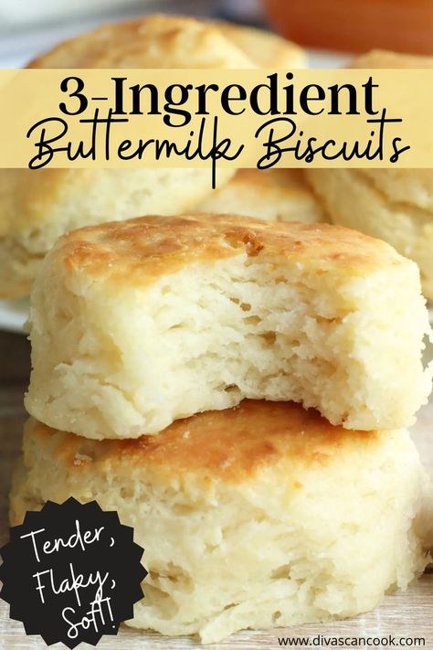 Fluffy, tender buttermilk biscuits that require only 3 ingredients! Biscuits Fluffy, Honey Butter Glaze, Best Biscuit Recipe, Easy Homemade Biscuits, Making Biscuits, Homemade Biscuits Recipe, Easy Biscuit Recipe, Butter Glaze, Homemade Bread Recipes Easy