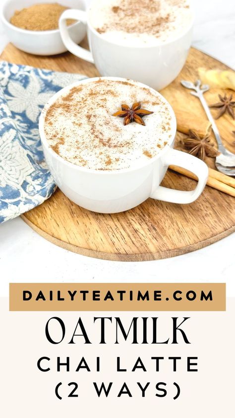 Oatmilk Chai Tea Latte, Chi Tea Latte Recipe, Vegan Tea Recipes, Spiced Tea Recipe, Best Coconut Milk, Chai Recipes, Creamy Oat Milk, Homemade Chai Tea, Spicy Tea