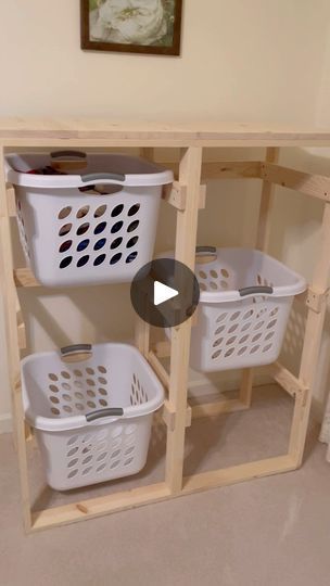 59K views · 6.8K reactions | 6 tier (1.5 bushel) laundry basket holder! This laundry basket shelf holds 6 Sterilite 1.5 bushel baskets. 

#laundry #laundrybasketholder #laundrybasketshelf #laundryroommakeover #laundrystorage #newyear #laundryorganization #laundrytower #creatorco #laundrybasketshelf  #laundrycart #grocerycart  #grocerylaundrycart #storage #etsyinstagram #etsy #shopsmall #smallbiz #businessowner #adhd #ocd #ad #stressrelief #pregnancyhacks #pregnancy#laundryroom #remodeling #organizing #springcleaning | Smith & Son Woodworking | kybba_ · Original audio Laundry Basket Shelf, Laundry Basket Shelves, Laundry Basket Holder, Laundry Room Baskets, Basket Shelf, Basket Holder, Bushel Baskets, Tier 1, Barbie Kitchen