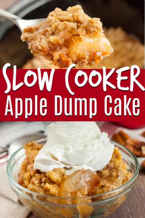 Dessert is even easier when you make this Crockpot Apple Dump Cake Recipe for the perfect fall dessert. The slow cooker does all the work! Dump Cake Crockpot, Crockpot Apple Dump Cake, Slow Cooker Short Ribs, Crockpot Cake, Apple Dump Cake Recipe, Apple Dump Cake, Crockpot Apple, Slow Cooker Apple, Dump Cake Recipe