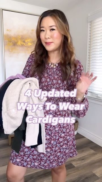 Sandy on Instagram: "Comment “WANT CARDIGANS” to get links to these outfits sent to your DM!!! 4 updated ways to wear your cardigans this Fall!! Loving all of these cardigans from @oldnavy and they are having 40% off sitewide right now!! #oldnavy #oldnavystyle #cardiganstyle #fallfashion #oldnavysale" Button Cardigan Sweater Outfit, Layering Cardigan Outfit, Large Cardigan Outfit, Cardigan Layering Outfit, Ways To Style A Cardigan, Dress With Cardigan Outfit, Ways To Wear A Cardigan, Sweater Cardigan Outfit, Layering Cardigan