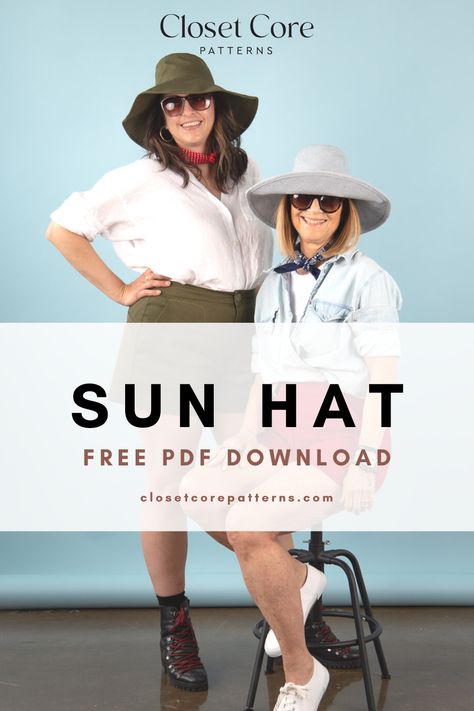 Bucket Hat Pattern Free, Sunhat Pattern, Big Sun Hat, Sun Hat Pattern, Pioneer Costume, Sewing Dresses For Women, Sewing Machine Cover Pattern, Closet Core Patterns, Hat Sewing