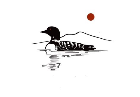 Loon Bird Drawing, Loon Drawings Easy, Loon Tattoos For Women, Lake Louise Tattoo, Loon Tattoo Minimalist, Canoe Tattoo Simple, New Hampshire Tattoo Ideas, Loon Bird Tattoo, Loon Tattoo Ideas Design