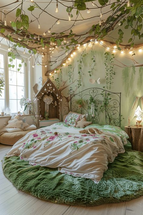 Cottage Core Kids Room, Girls Forest Bedroom, Secret Garden Bedroom, Bedroom For Toddler Girl, Whimsical Girls Bedroom, Fairy Garden Bedroom, Cottagecore Bedroom Decor, Enchanted Bedroom, Forest Bedroom