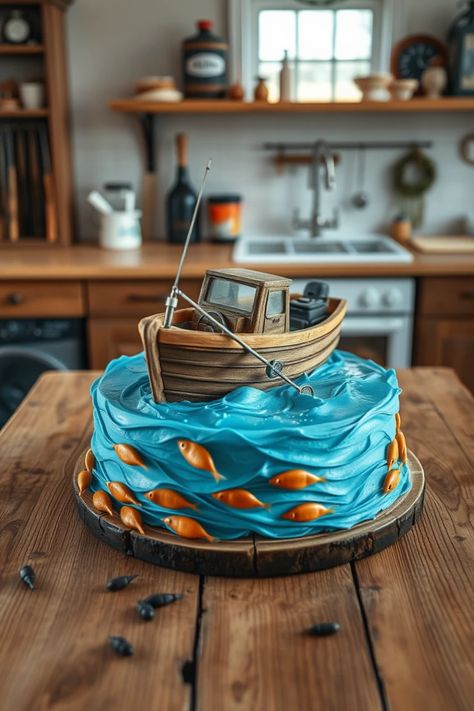 Surprise the special man in your life with a jaw-dropping cake! Explore these 19 amazing cake ideas designed especially for guys, perfect for any occasion like birthdays, anniversaries, or just because. From sports-themed creations to a fun fishing boat cake, you're sure to find an inspiration that suits his personality. Make your celebrations memorable and sweet with these unique cakes that showcase creativity and flavor. Check out the delightful ideas that will wow him every time! Boat Theme Cake, Birthday Cake For Men Unique, Cakes For Men Unique, Ship Cake Ideas, Unique Cake Designs For Men, Fishing Boat Cake, Unique Cake Ideas, Amazing Cake Ideas, Birthday Cake Ideas For Men