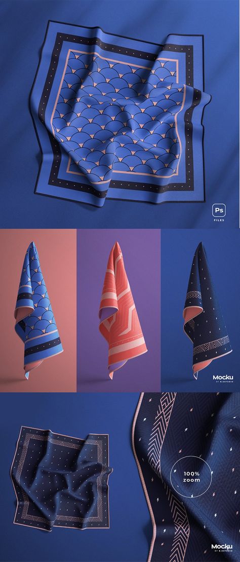 Silk Scarf Mockup Scarf Designs Ideas, Scarf Graphic Design, Silk Scarf Packaging, Printed Scarf Design Pattern Silk Scarves, Print Scarf Design Ideas, Scarf Design Illustration Patterns, Silk Scarf Pattern, Scarf Packaging Ideas, Scarf Presentation