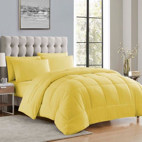 Sweet Home Collection Luxury Soft 7 Piece Bed-in-a-Bag, Queen Comforter and Sheet Set - Walmart.com Gold Comforter Set, Gold Comforter, Ultimate Bedroom, Yellow Comforter, Bedroom Transformation, Mattress Encasement, Solid Bed, Colorful Comforter, Microfiber Bed Sheets