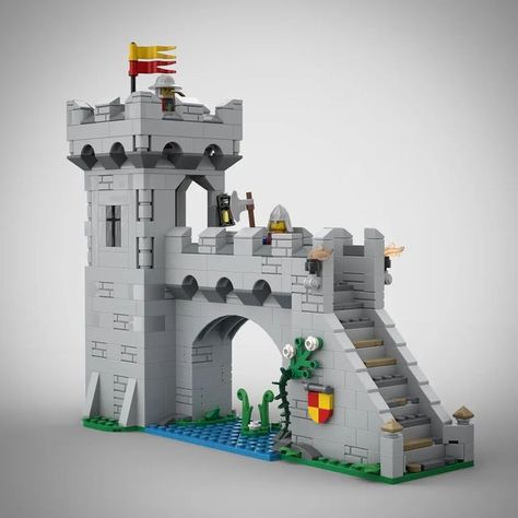 Lego Castle Moc, Lego Castle Ideas, Lego Castle Instructions, Medieval Lego, Lego Dnd, Brick Castle, Stone Staircase, Easy Lego Creations, Lego Medieval