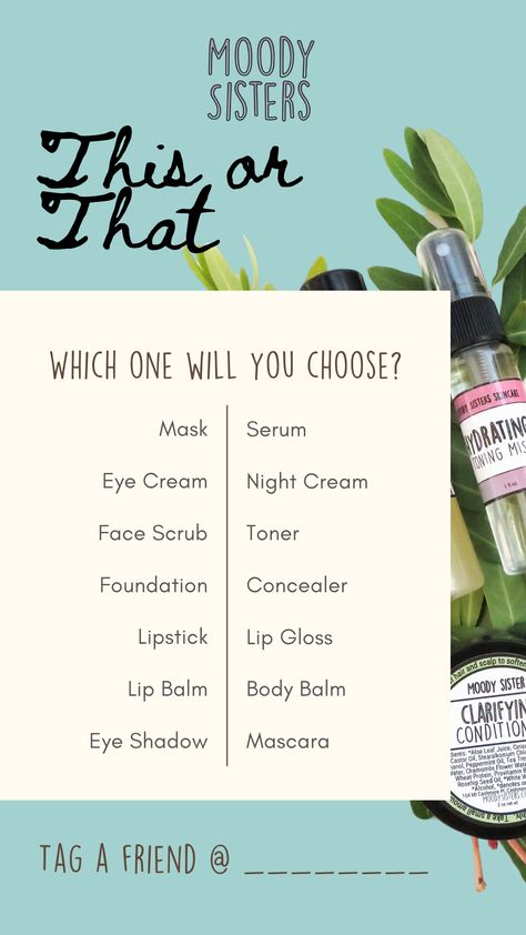 Which skincare product will you choose? Tell your friends or followers in this fun this or that game - skincare edition. Share on your instagram story. . . #moodysisters #moodyskincare #skincaregame #thisorthat #thisorthatgame #instagramstory #blueinstagramstory Instagram Story Ideas Beauty Products, This Or That Questions Skincare Edition, Makeup Quiz Instagram, Skincare Questions Instagram, Skincare Games Ideas, Skincare Instagram Story Ideas, Skincare This Or That, This Or That Skincare Edition, This Or That Makeup Edition