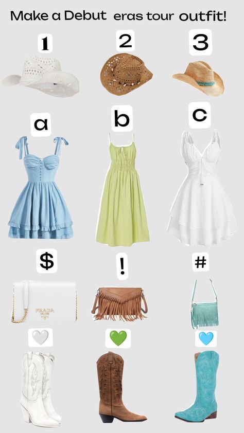 pick a debut eras tour outfit! Debut Album Taylor Swift, Debut Eras Tour Outfit, Debut Eras Tour, Taylor Swift Eras Tour Outfits, Pick Your Outfit, Eras Tour Outfits, Eras Tour Outfit, Taylor Swift Eras Tour, Tour Outfits