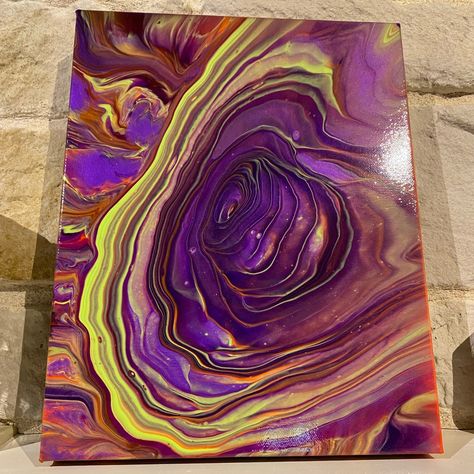 Hand Painted By Me Abstract Acrylic Fluid Pour Art Painting On Gallery Wrapped Deep Edge Canvas. Perfect Addition To Your Fall/Halloween Decor Acrylic Paint In Shades Of Purple, Green, Orange With Pearl Metallic Detail. Size 11x14 Deep Edge Gallery Wrapped Canvas. Level 3 Top Tier Professional Canvas Unique, One Of A Kind Piece Painted Summer 2022 -Coated In A Clear Varnish With Protection From Uv Rays, Fading, Dirt, Moisture, And Discoloration. (Liquitex Professional Gloss Varnish) Shipped With Canvas Painting Wall Decor, Baseball Painting, Pour Art, Painting Wall Decor, Art Canvas Painting, Pouring Art, Fall Halloween Decor, Canvas Acrylic, Pour Painting