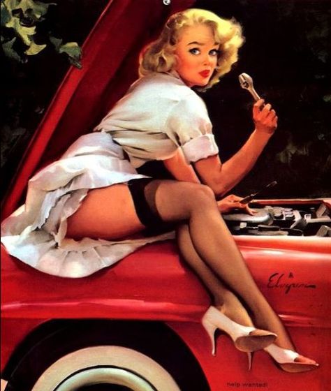 Gil Elvgren - Help Wanted - 1960 Moda Pin Up, Vintage Pin Ups, Pin Up Pictures, Pin Up Illustration, Pin Up Vintage, Girl Cases, Pin Up Girl Vintage, Gil Elvgren, Pin Up Photos