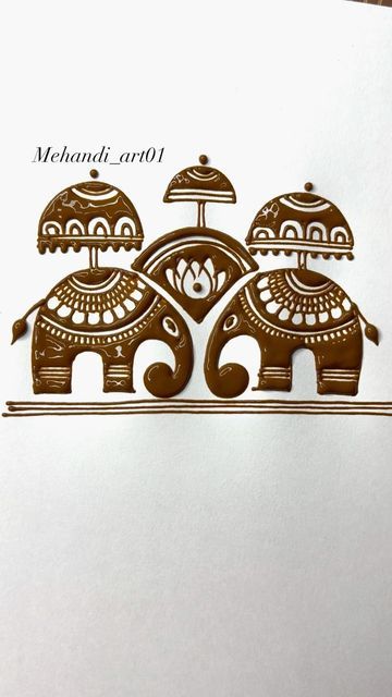 Haathi Mehendi Design, Mehendi Design For Practice, Mehndi Sketch Design, Havan Kund Mehndi Design, Mehndi Designs With Elephants, Mehandi Design Step By Step, Mehandi Elephant Design Step By Step, Vinayagar Mehandi Design, Elephant Henna Designs Simple