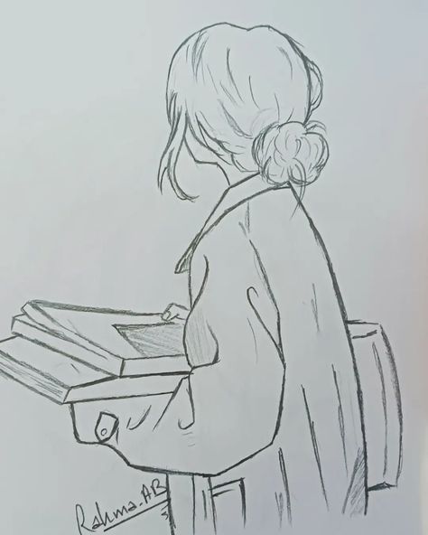 Back to school 🏫😅 Face Less Drawings, Girl School Drawing Sketches, Girl In School Drawing, Study Girl Drawing, Going To School Drawing, Cutesy Drawings, Teachers Drawing, Faceless Drawing, School Drawing