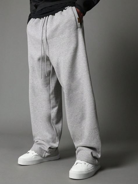 Loose Fit Baggy Premium Heavyweight Essential Jogger Grey    Knitted Fabric Plain Straight Leg Slight Stretch  Men Clothing, size features are:Bust: ,Length: ,Sleeve Length: Loose Joggers Men, Gray Sweatpants Outfit, Male Fits, Baggy Joggers, Sweatpants Outfit, Cool Outfits For Men, Grey Sweatpants, Outfits For Men, Mens Joggers