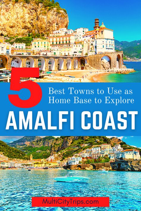 Visiting the Amalfi Coast for the first time and can't wait to explore the best of the region has to offer? The only decision you’ll have to make is which area to base yourself in. While the towns listed here are all great what sets them apart as a fantastic place to base yourself while exploring the Amalfi Coast is how well connected they are. Here is our Amalfi Coast travel guide to the five best towns to base on the Amalfi Coast and best places to stay on the Amalfi Coast towns. Best Town To Stay In Amalfi Coast, Amalfi Coast Bucket List, Costa Amalfi, Almafi Coast Italy, Italy Trip Itinerary, Amalfi Coast Travel Guide, Solo Travel Europe, Amalfi Coast Towns, Italy Road