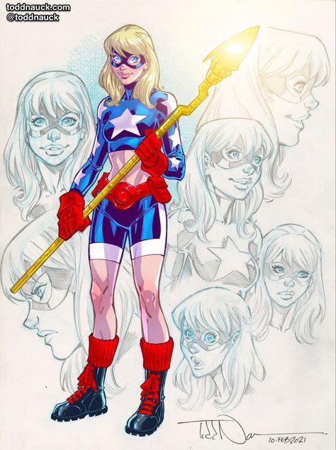 Stargirl character study by Todd Nauck Stargirl Dc, Todd Nauck, Doctor Strange Art, Dc Comics Women, Justice Society, Drawing Designs, Justice Society Of America, Superhero Poster, Dc Comics Characters