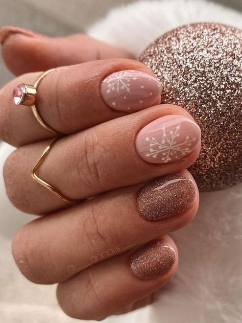 17 Naturally Beautiful Winter Nail Ideas for 2023-2024 - thepinkgoose.com Christmas Nail Minimal, New Years Nails Short Almond, Nails For Universal Studios, Neutral Nails Christmas, Nail New Year Design, Neutral Holiday Nails Classy, Neutral Holiday Nails Almond, Short Simple Winter Nails, Natural Nails Christmas