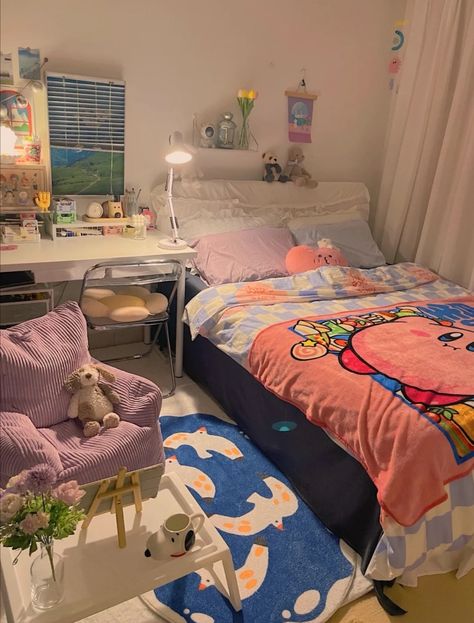 Bedroom Korean, Maximalist Bedroom, Bedroom Setup, Dekorasi Kamar Tidur, Study Room Decor, Indie Room, Pretty Room, Dreamy Room, Room Design Bedroom