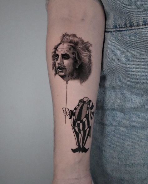 dani sanz on Instagram: “Beetlejuice 🪲🧃 Graciass @itsmarsjack @bunker_collective . . . . . . . . . #ink #black #tattoo #blacktattoo #inked #art #tattoos…” Retro Horror Tattoo, Sleepy Hollow Tattoo Tim Burton, Jack Black Tattoo, Horror Inspired Tattoos, Winona Ryder Tattoo, Beetlejuice Ghosts, Beetle Juice Tattoos, Beetlejuice Flash Tattoo, Horror Portrait Tattoo