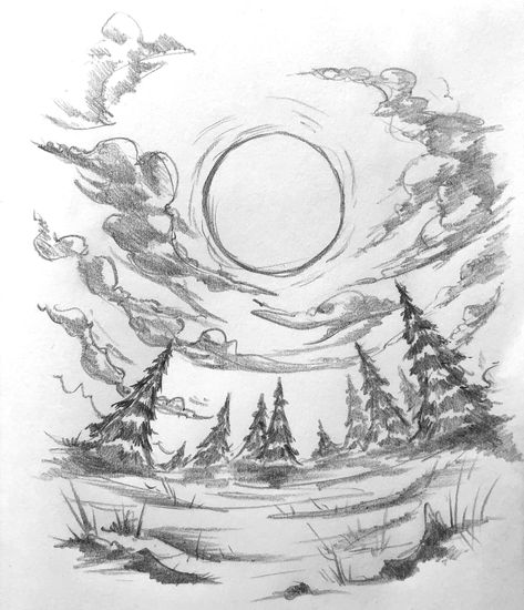 Drawing Sketches Nature, Nature Drawings Simple Sketch Landscape, Landscape Drawing Ideas, Drawing Ideas Inspiration, Landscape Pencil Drawings, Drawing Scenery, Draw Step By Step, Sketchbook Sketches, Draw Doodle