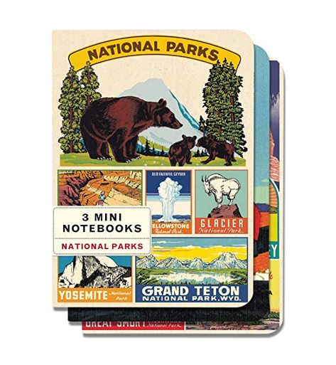 Cavallini & Co. National Parks Mini Notebooks Yosemite Park, Mini Notebooks, Mini Journal, Small Notebook, Notecard Set, Drawing Supplies, Grand Canyon National Park, Yosemite National, Folded Cards