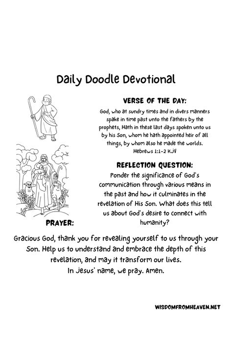 Daily Doodle Devotional - Hebrews 1:1-2 - Read - Reflect - Pray Hebrews 1, Daily Bible Devotions, Devotions For Kids, Daily Doodle, Bible Motivation, Bible Devotions, Bible Study Notes, Im Grateful, Daily Bible