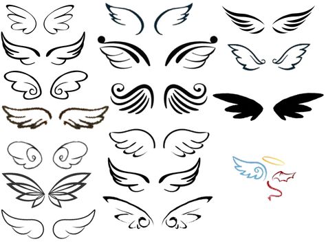 Wing pairs I made from all choices so far I saw and let's say they are at Semi-final stage! :D Simple Wings Tattoo, Angel Wing Outline, Wing Outline, Tattoos Simple, Wing Tattoo Designs, Wings Drawing, Angel Wings Tattoo, Wing Tattoo, Angel Tattoo Designs