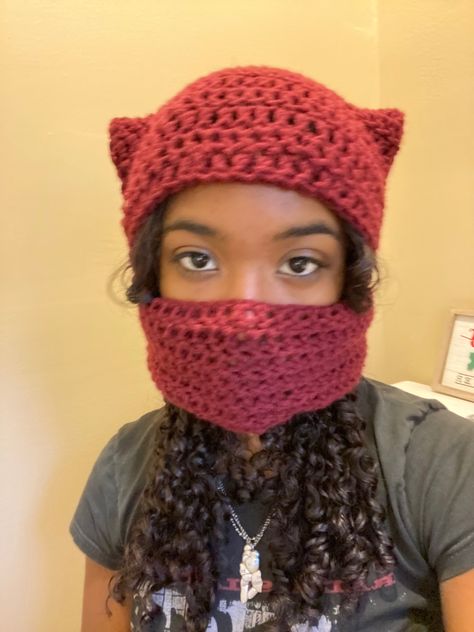 Cat Ear Balaclava, Balaclava Crochet, Mode Crochet, Crochet Clothing And Accessories, Crochet Fashion Patterns, Cat Ear, Fun Crochet Projects, Cat Hat, Diy Crochet Projects