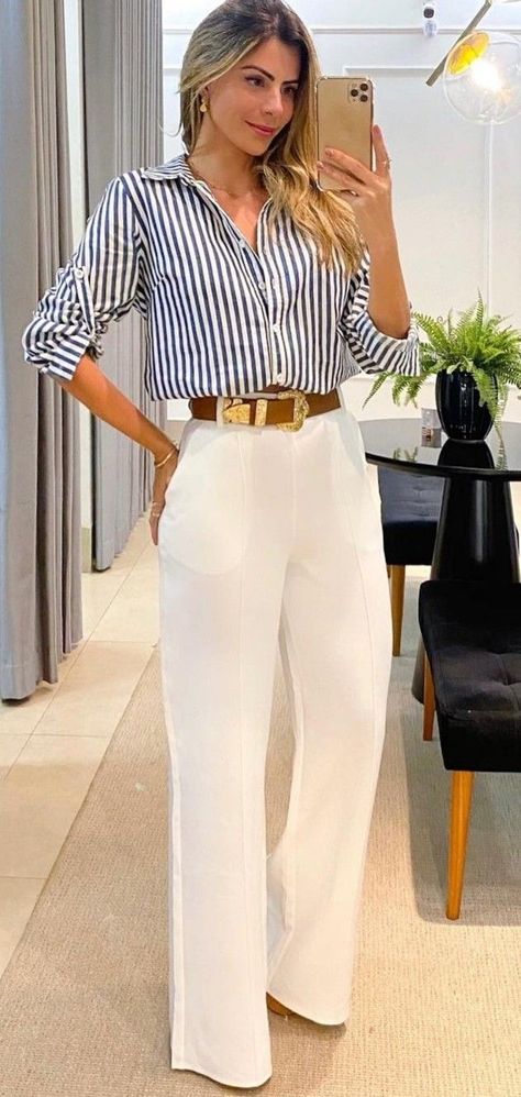 Stylish Outfits For Women Over 50, Pants Model, Womens Wide Leg Pants, Elegante Casual, Mode Casual, Stylish Work Outfits, Casual Work Outfits, Work Outfits Women, Professional Outfits