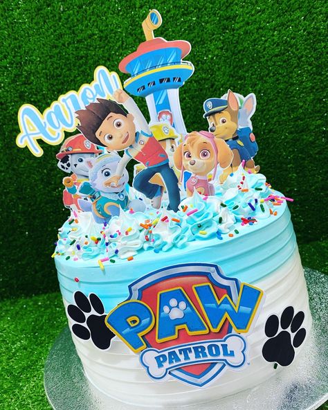 Paw Patrol Cake One Tier, Paw Patrol Cake Design, Paw Patrol Birthday Cake Boys, Pastel Paw Patrol, Paw Patrol Birthday Party Cake, Pirate Ship Cakes, Slab Cake, Baby Boy Birthday Cake, Paw Patrol Birthday Cake