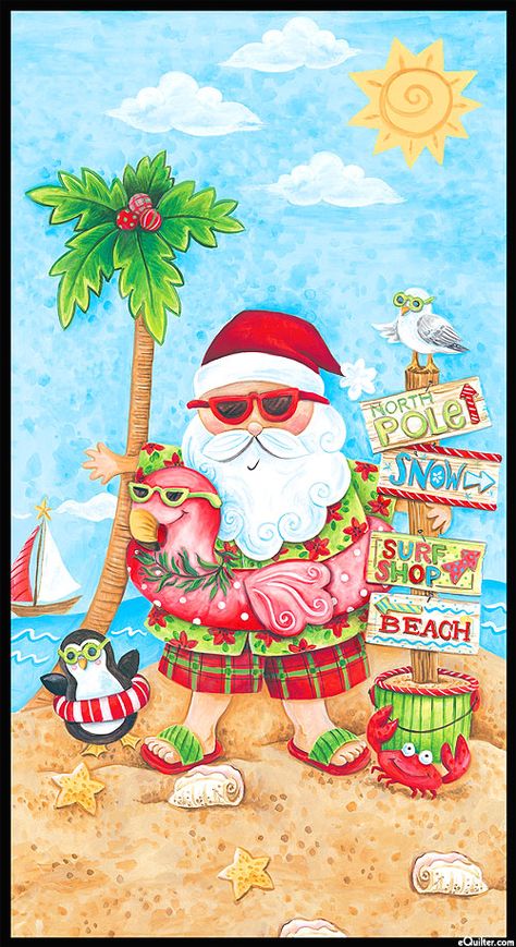 Santa On The Beach, Christmas In July Decorations, Hawaii Christmas, Aussie Christmas, Florida Christmas, Hawaiian Christmas, Beachy Christmas, Beach Santa, Summer Christmas