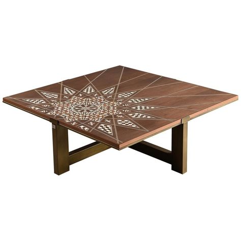 Star Arabesque Table, Modern Oriental Coffee Table with Mother-of-Pearl Inlay | From a unique collection of antique and modern Coffee and Cocktail Tables at https://www.1stdibs.com/furniture/tables/coffee-tables-cocktail-tables/. Islamic Furniture Modern, Ethnic Furniture, Open Living Room Design, Center Table Living Room, Modern Restaurant Design, Vintage Couch, Center Tables, Vintage Tables, Living Room Tv Unit Designs