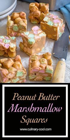 Peanut Butter Marshmallow Squares | Culinary Cool www.culinary-cool.com Marshmellow Squares Peanut Butter, Marshmallow Squares Peanut Butter, Peanut Butter Butterscotch Marshmallow, Butterscotch Marshmallow Squares, Butterscotch Marshmallow, Confetti Squares, Peanut Butter Marshmallow Squares, Marshmallow Squares, Peanut Butter Squares