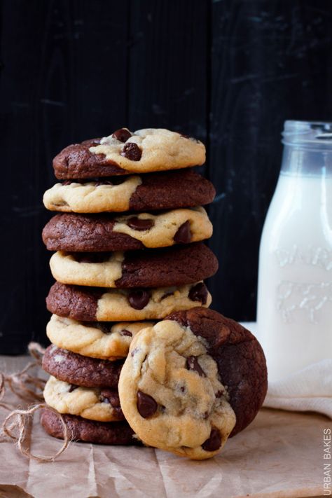 THE Best Brookie Cookies | URBAN BAKES Cookies Chewy, Resepi Biskut, Cookie Brownie Recipe, A Glass Of Milk, Chewy Brownies, Soft Chocolate Chip Cookies, Recipes Cookies, Best Cookie Recipes, Brownie Cookies