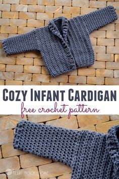 This cozy infant cardigan is a free crochet pattern fitting sizes 3 - 6 month. Quick and easy! #crochet #crochetpattern #freepattern #boys #crochetforboys Crochet Baby Cardigan Free Pattern, Boy Crochet Patterns, Baby Boy Cardigan, Crochet Baby Sweater Pattern, Crochet Baby Sweaters, Baby Boy Sweater, Crochet Baby Sweater, Baby Sweater Patterns, Crochet Baby Cardigan