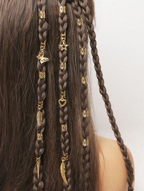 26pcs Mixed-Style Golden Cross Braiding Hair Bands Women's Headband Hair Accessories BohoI discovered amazing products on SHEIN.com, come check them out! Hairstyles Cartoon, Youthful Hairstyles, Braid Accessories, Hair Charms, Braid Jewelry, Gold Headpiece, Hair Accessories Boho, Goddess Hairstyles, Mixed Hair