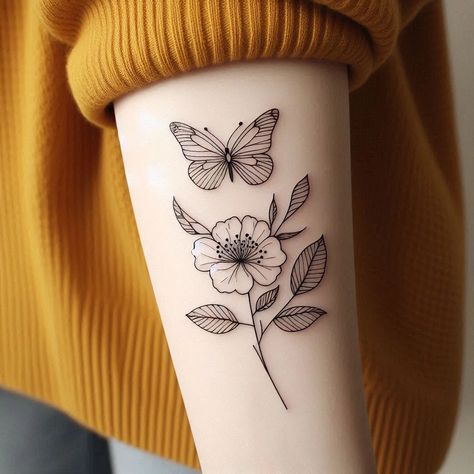 Hawthorn Flower & Butterfly Tattoo: May Birth Flower Symbolizing Protection and Beauty Hawthorn Flower Tattoo, Flower Butterfly Tattoo, May Birth Flower Tattoo, Hawthorne Flower, Hawthorn Flower, Thorn Tattoo, May Birth Flower, Protection Tattoo, August Birth Flower