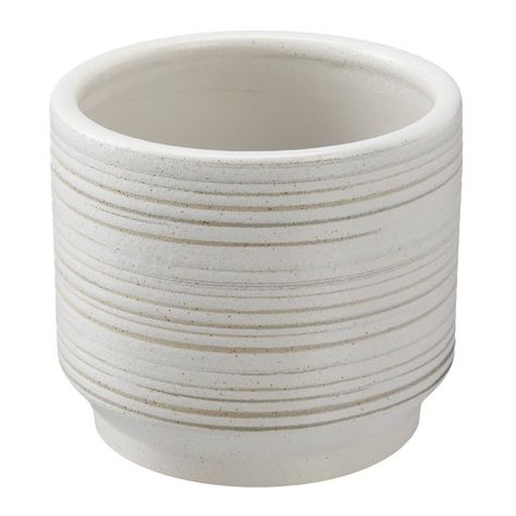 Better Homes & Gardens Teramo 6" x 6" x 5.4" Round Planter, Multiple Sizes - Walmart.com Groceries List, Indoor Palm Trees, Small Flowering Plants, Cozy Backyard, Garden Pottery, Concrete Pots, Cozy Kitchen, White Concrete, Homes And Gardens