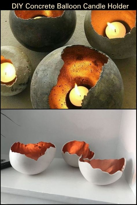 This creative crafting idea channels the industrial decorating aesthetic that's so popular these days. Check out our how-to guide. Tea Lights Diy, Decorating Aesthetic, Industrial Decorating, Concrete Candle Holder, Candle Holder Crafts, Concrete Candle Holders, Concrete Candle, Diy Concrete, Diy Outdoor Decor