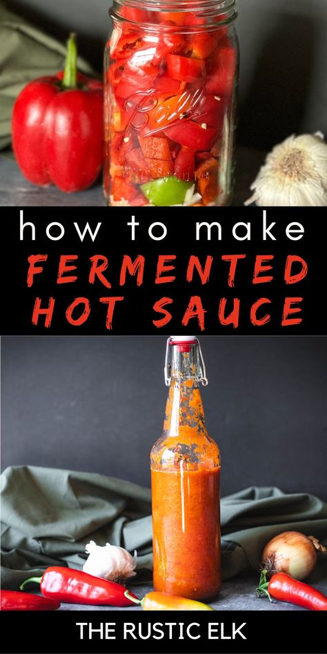 Easy and absolutely delicious, this spicy fermented hot sauce is a fantastic way to preserve your peppers! Learn how to make your own lacto fermented hot sauce right at home, full of healthy, beneficial bacteria and deliciousness. fermented foods | fermenting | hot sauce recipe | preserve peppers Fermented Hot Sauce Recipe, Fermented Hot Sauce, Hot Sauce Recipe, Homemade Hot Sauce, Hot Sauce Recipes, Fermentation Recipes, Healing Foods, Gut Healing, Chilli Sauce