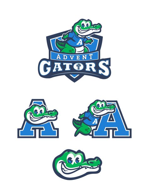 Design #51 by OIT Studio | Advent School Gator Mascot Design Gator Mascot, Gators Logo, Florida Gators Logo, Gator Logo, High School Mascots, Logo For Business, Draw Logo, Logo Mascot, Cartoon Mascot