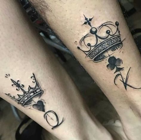 King Queen Tattoo, Him And Her Tattoos, Partner Tattoos, Best Couple Tattoos, Cute Couple Tattoos, Crown Tattoo Design, Couple Tattoos Unique, Hand Tattoos For Girls, Couples Tattoo Designs