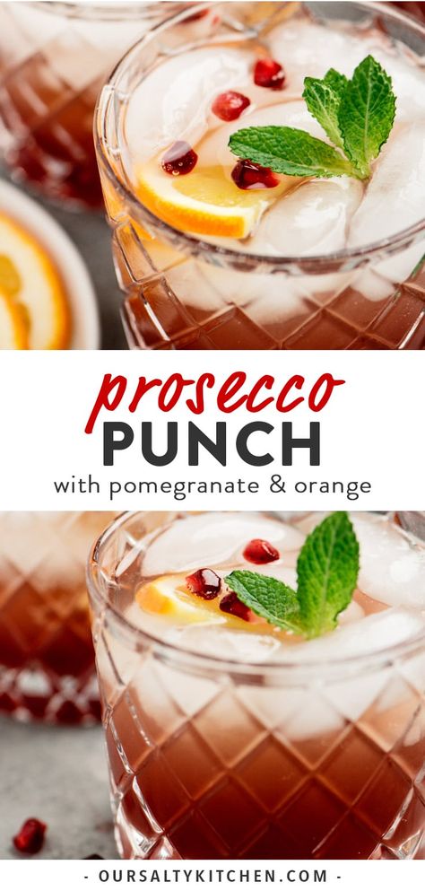 Prosecco Brunch, Cocktail Thanksgiving, Brunch Thanksgiving, Prosecco Punch, Thanksgiving Drinks, Thanksgiving Cocktails, Holiday Cocktail Party, Sweet Cocktails, Easy Drink Recipes