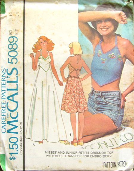 70s Halter, Halter Top Pattern, 1970s Sewing Patterns, 60s And 70s Fashion, 70s Inspired Fashion, Fashion Illustration Vintage, Mccalls Sewing Patterns, Halter Tops, Mccalls Patterns