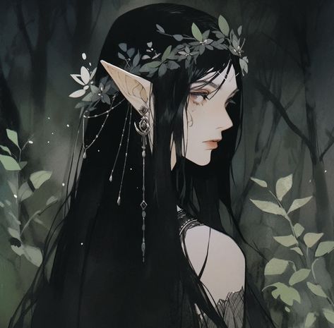 Dark Fairy Costume, Elf Characters, Anime Elf, Female Elf, Elf Art, Gothic Fantasy Art, Dark Fairy, Dark Elf, Anime Fairy