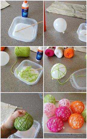 Påskeaktiviteter For Barn, Diy – Velikonoce, Ball Craft, Diy Osterschmuck, Diy Glue, Yarn Balls, Diy Yarn Crafts, Easter Decorations Diy Easy, Yarn Diy